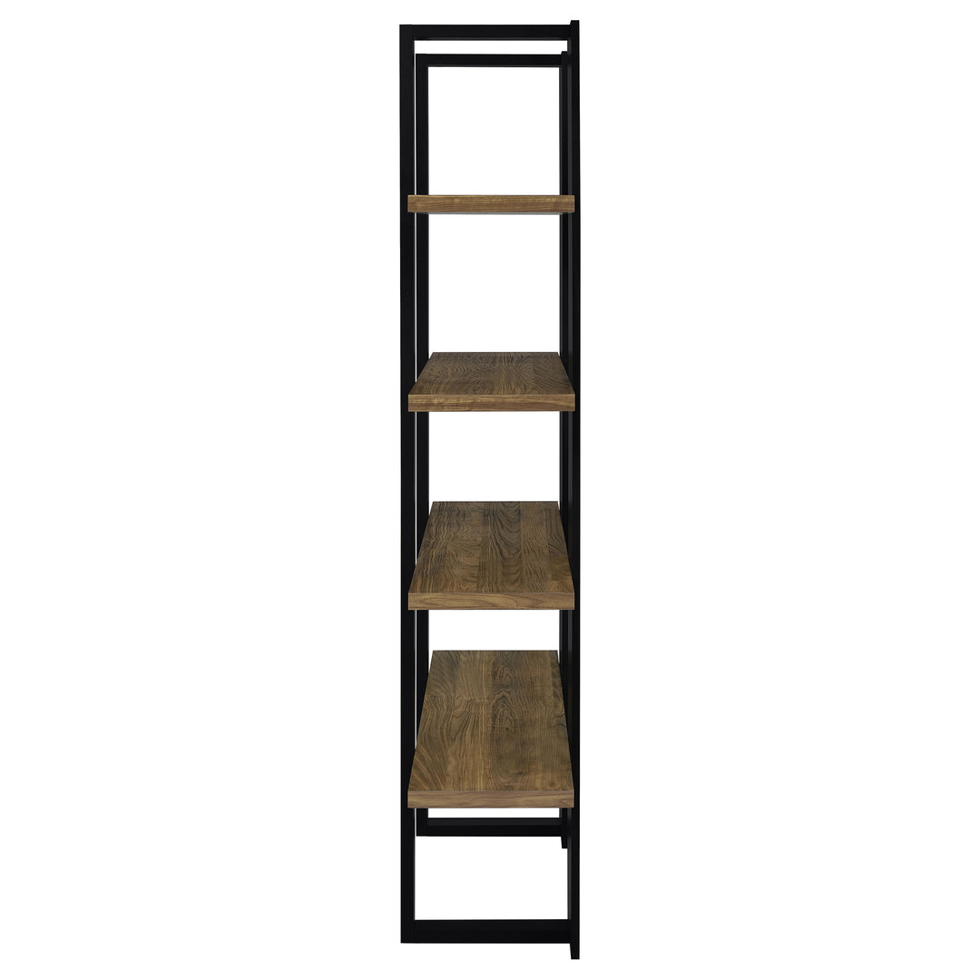 Danbrook 71-inch 4-shelf Bookshelf Black and Aged Walnut - What&