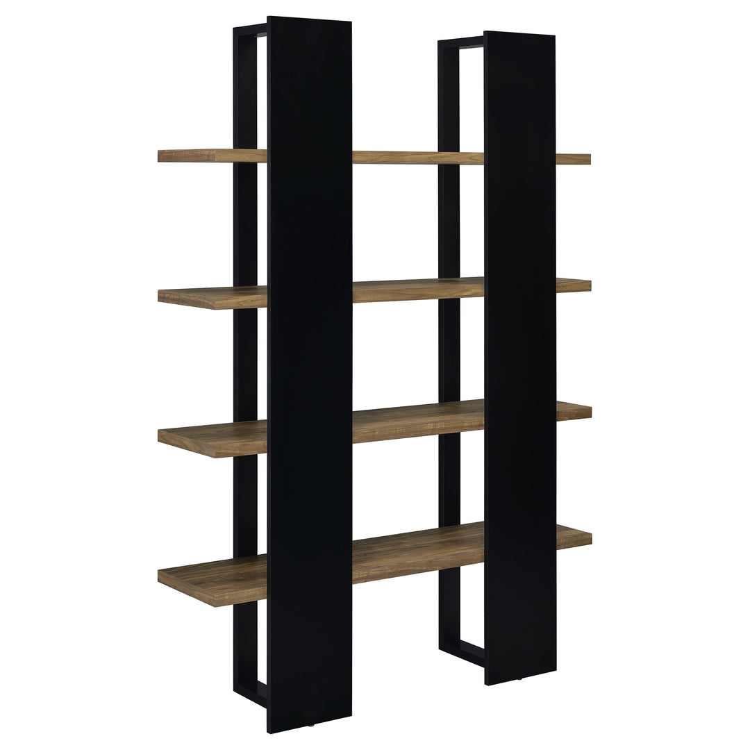 Danbrook 71-inch 4-shelf Bookshelf Black and Aged Walnut - What&