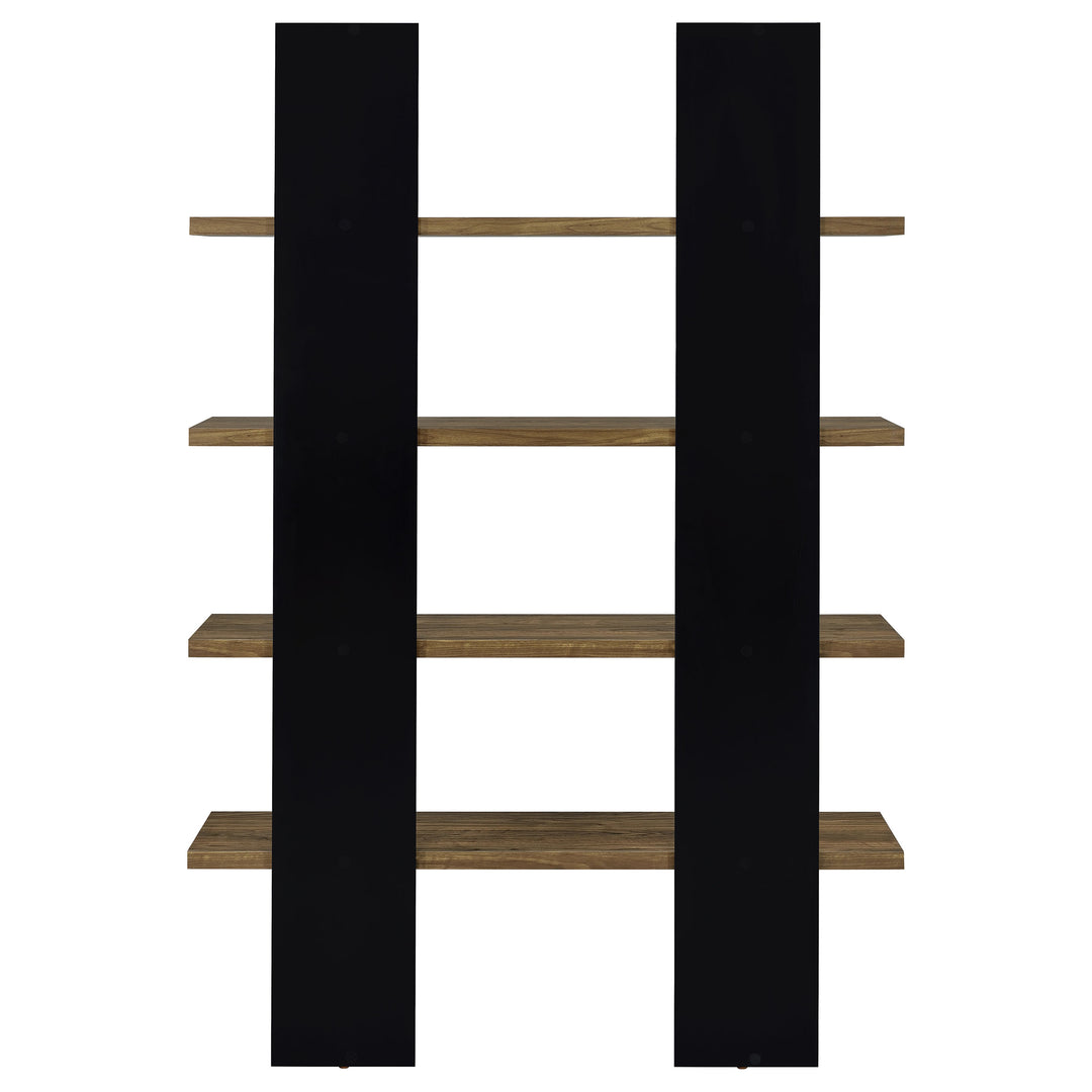 Danbrook 71-inch 4-shelf Bookshelf Black and Aged Walnut - What&