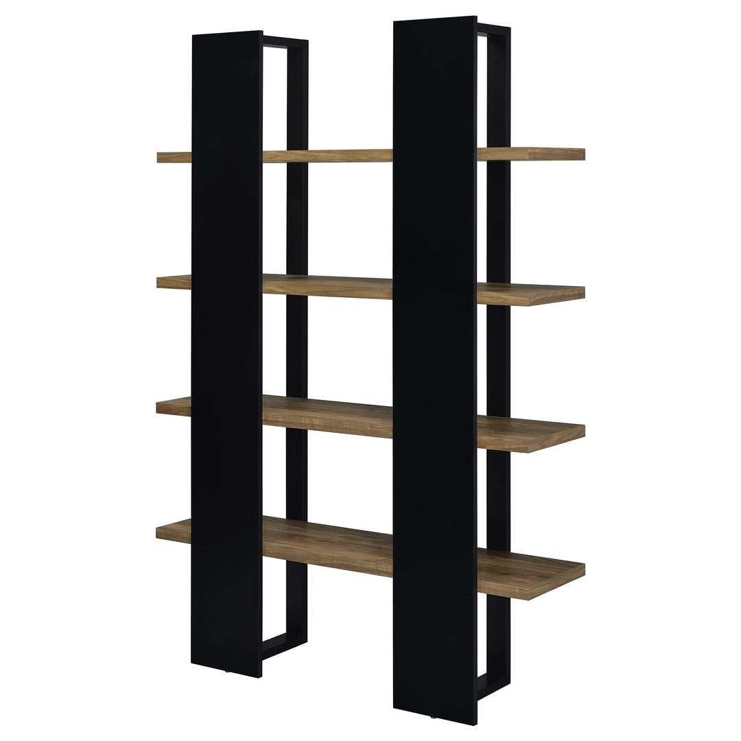 Danbrook 71-inch 4-shelf Bookshelf Black and Aged Walnut - What&