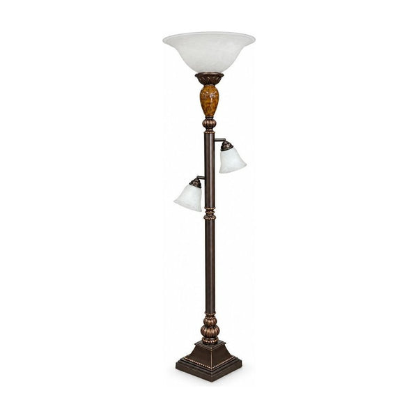 Dark Bronze torchiere floor lamp with a wide uplight bowl - Whats New Furniture Portland OR