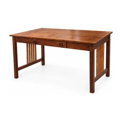 Dark Brown Mission style office desk with a broad solid wood top - Whats New Furniture Portland OR
