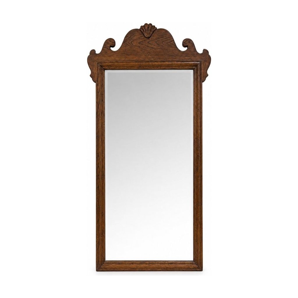 Dark Walnut floor mirror with a slim vertical wood frame - Whats New Furniture Portland OR