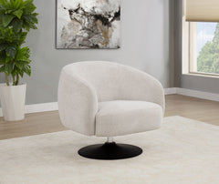 Dave Upholstered Barrel Back Swivel Club Chair Beige - What&