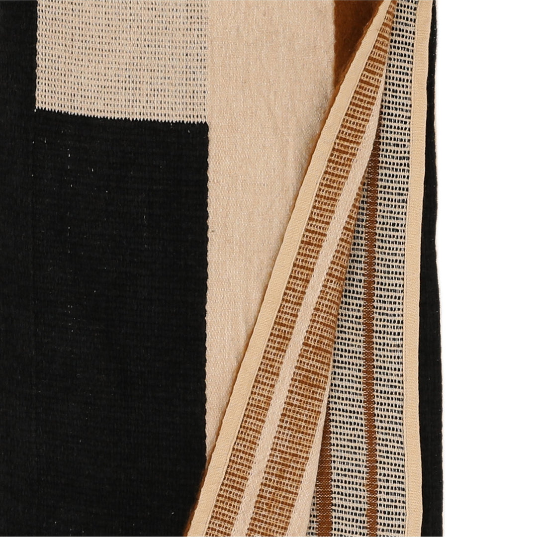 Dayla Throw - Black Color-Block in Black - detail 2 studio view - Throw by Dovetail - Whats New Furniture Portland OR