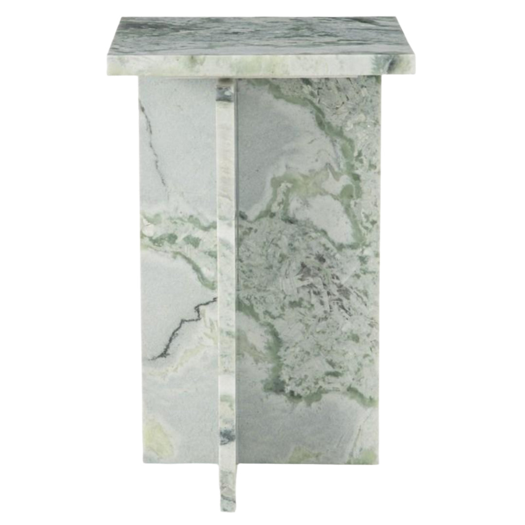 Deaconwell Accent Table in Green Vein Marble side view - green vein marble accent table by Ashley - Whats New Furniture Portland OR
