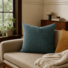 Azzaro Make Waves Throw Pillow styled in a Portland living room lifestyle - Whats New Furniture
