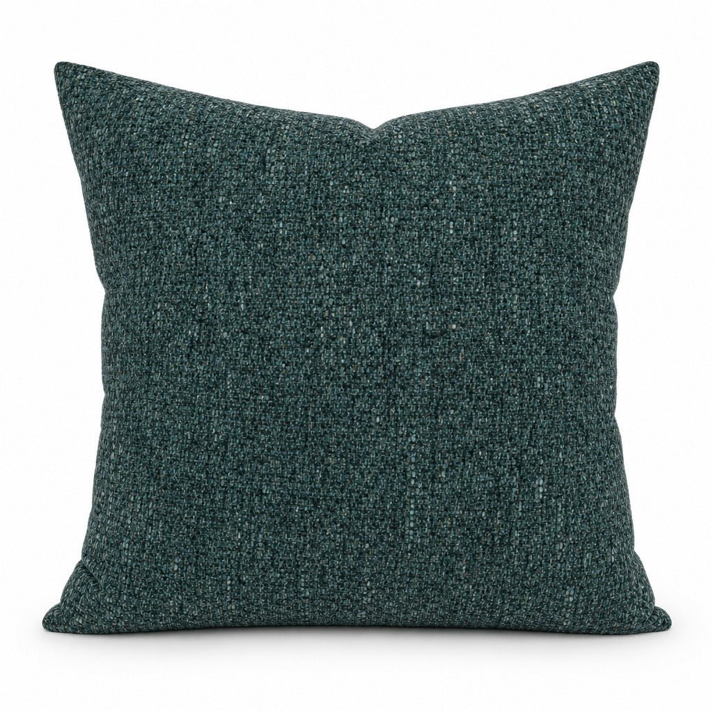 Azzaro Make Waves teal chenille throw pillow front view by Decor Fifty-Five - Whats New Furniture Portland OR