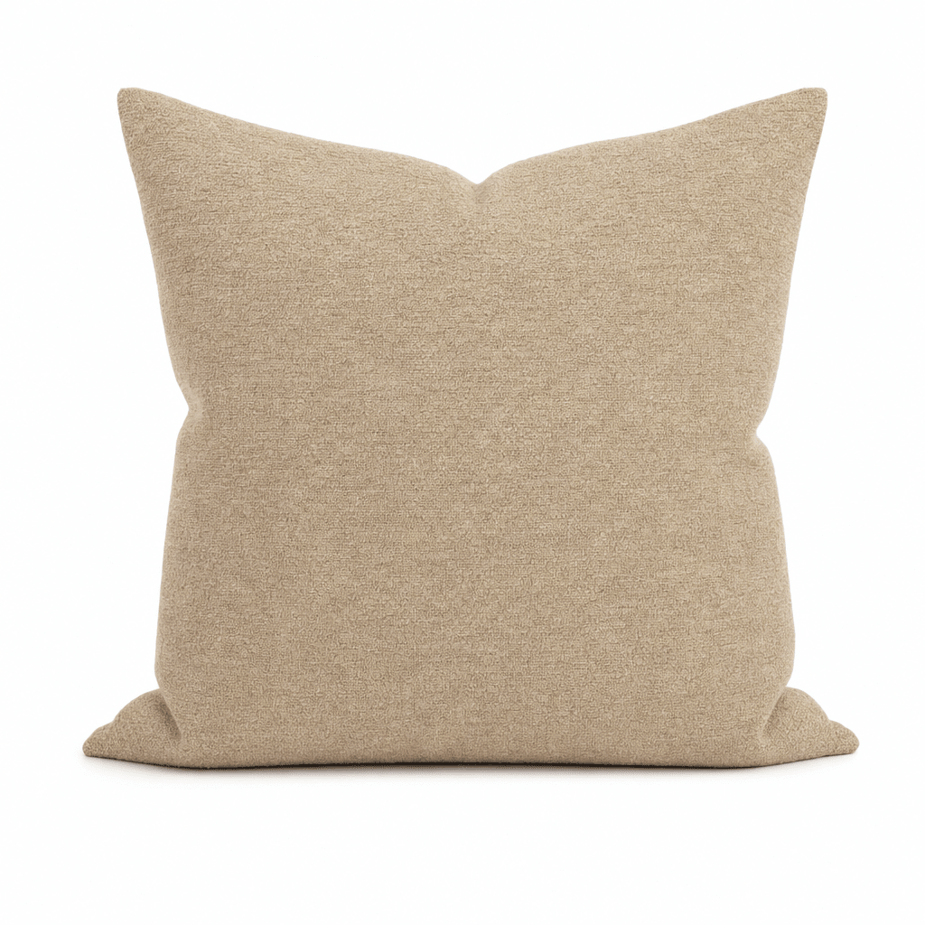 Beckett Fawn Chenille Throw Pillow front view by Decor Fifty-Five - Whats New Furniture Portland OR