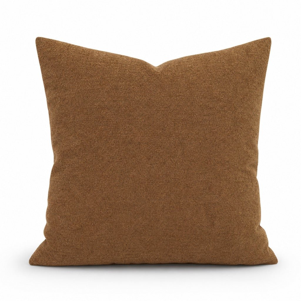 Beckett Honeycomb camel chenille throw pillow front view by Decor Fifty-Five - Whats New Furniture Portland OR