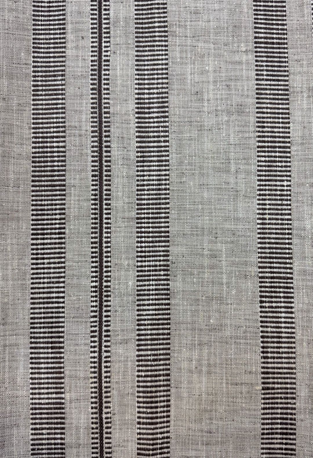 Double Issue Mushroom Woven Stripe Throw Pillow fabric close-up by Decor Fifty-Five - Whats New Furniture Portland OR