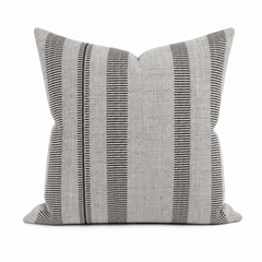 Double Issue Mushroom Woven Stripe Throw Pillow front view by Decor Fifty-Five - Whats New Furniture Portland OR