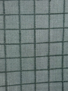 Four Top Steel Blue Windowpane Throw Pillow fabric close-up by Decor Fifty-Five - Whats New Furniture Portland OR