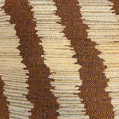Jockey Ginger rust and cream woven stripe throw pillow fabric close up by Decor Fifty-Five - Whats New Furniture Portland OR