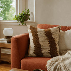 Jockey Ginger Throw Pillow styled in a Portland Alberta Arts sitting room lifestyle - Whats New Furniture