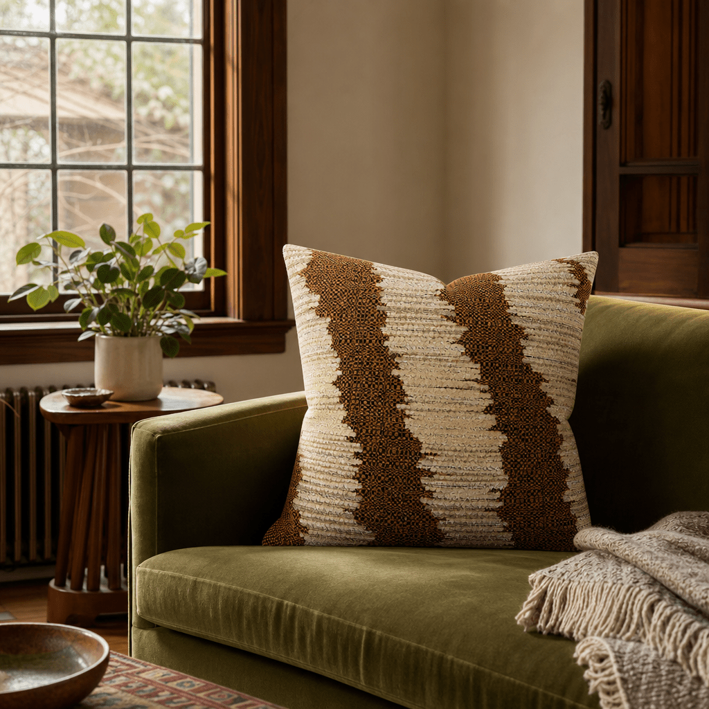Jockey Ginger Throw Pillow styled in a Portland living room lifestyle - Whats New Furniture