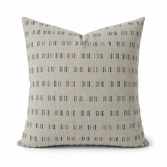 Me Too Chambray blue dash throw pillow front view by Decor Fifty-Five - Whats New Furniture Portland OR