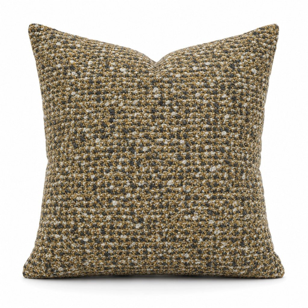 Milburn Windy City gold boucle throw pillow front view by Decor Fifty-Five - Whats New Furniture Portland OR