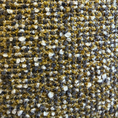 Milburn Windy City gold and gray boucle throw pillow fabric texture close up by Decor Fifty-Five - Whats New Furniture Portland OR