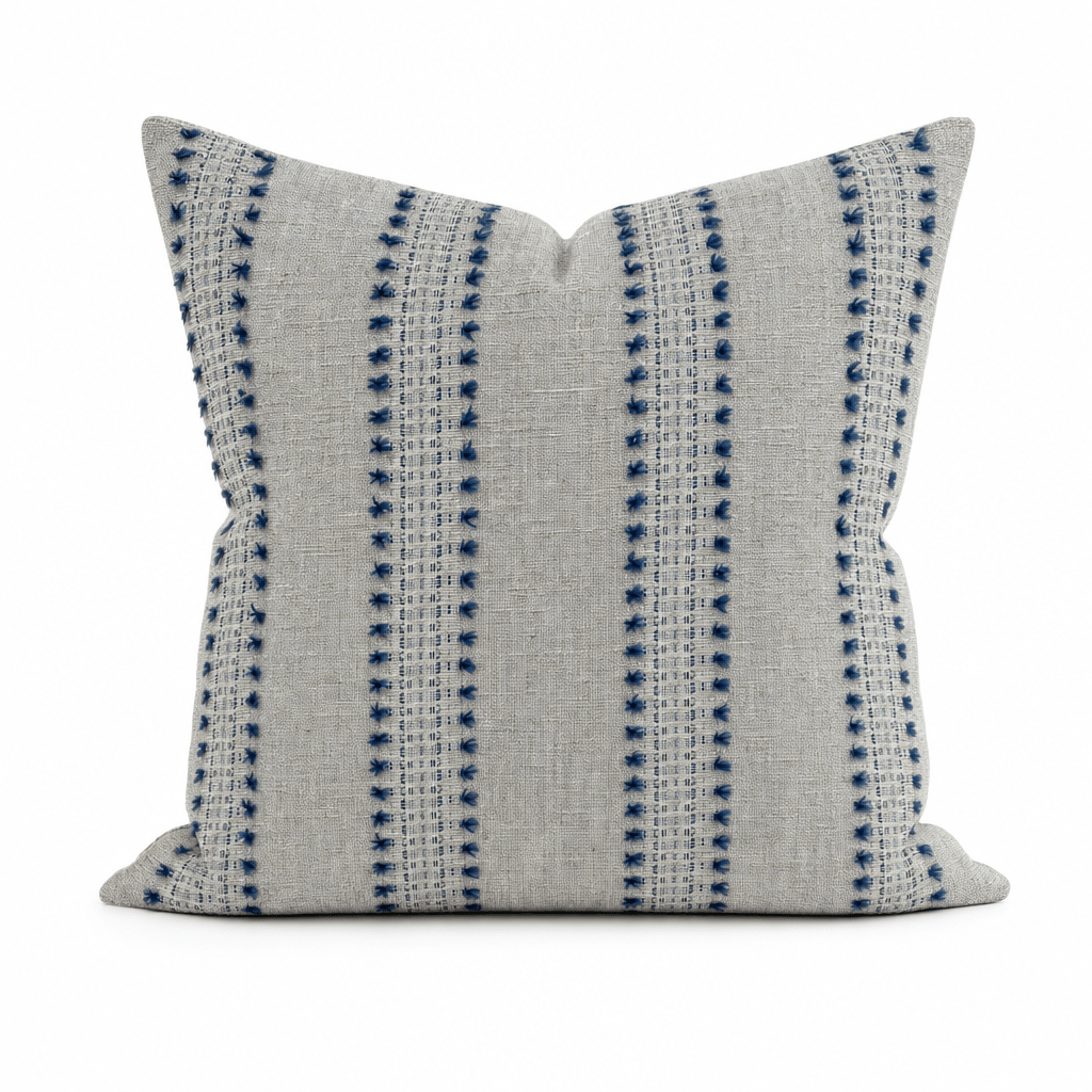 Sugar and Spice Indigo Cut-Yarn Throw Pillow front view by Decor Fifty-Five - Whats New Furniture Portland OR
