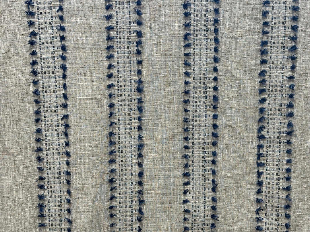 Sugar and Spice Indigo Cut-Yarn Throw Pillow fabric close-up by Decor Fifty-Five - Whats New Furniture Portland OR