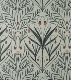 Tendril Williamsburg botanical print throw pillow fabric detail by Decor Fifty-Five - Whats New Furniture Portland OR