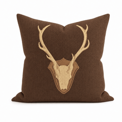 Uncle Buck Java Stag Jacquard Throw Pillow front view by Decor Fifty-Five - Whats New Furniture Portland OR