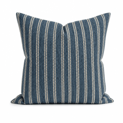 Vanishing Indigo Chenille Stripe Throw Pillow front view by Decor Fifty-Five - Whats New Furniture Portland OR