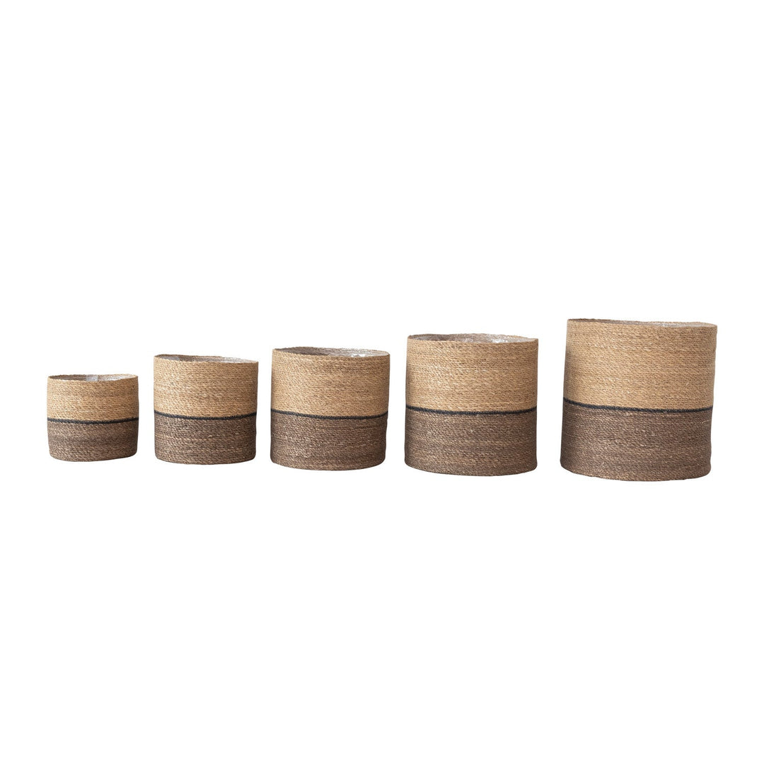 Woven Seagrass Basket 13-1/4" Round - the five graduated basket sizes nested together - Creative Co-Op - What&