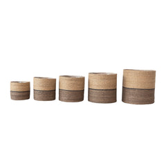 Woven Seagrass Basket 8-3/4" Round - the five graduated basket sizes nested together - Creative Co-Op - What&