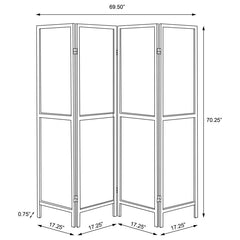 Deepika 4-Panel Room Divider Folding Screen in antique nutmeg detail view - wood folding screen by Coaster - Whats New Furniture Portland OR