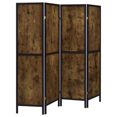 Deepika 4-Panel Room Divider Folding Screen in antique nutmeg - wood folding screen by Coaster - Whats New Furniture Portland OR