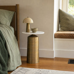 Delune Nightstand styled in Portland Sellwood cottage bedroom - Whats New Furniture