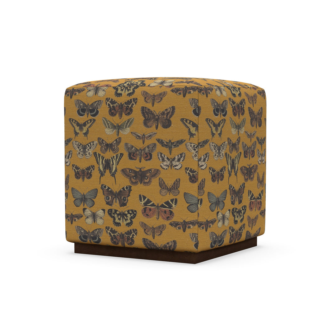 Dena Accent Ottoman in Golden Monarch side angle - accent ottoman by Rowe - Whats New Furniture Portland OR