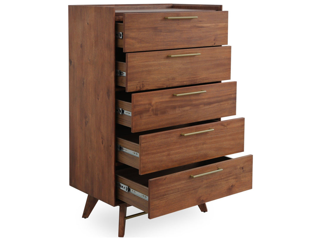 Denali High Chest in American walnut side angle - mid-century walnut high chest by Unique Furniture - Whats New Furniture Portland OR
