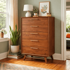 Denali High Chest in walnut back view - mid-century walnut high chest by Unique Furniture - Whats New Furniture Portland OR