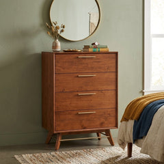 Denali High Chest in walnut lifestyle setting - mid-century walnut high chest by Unique Furniture - Whats New Furniture Portland OR