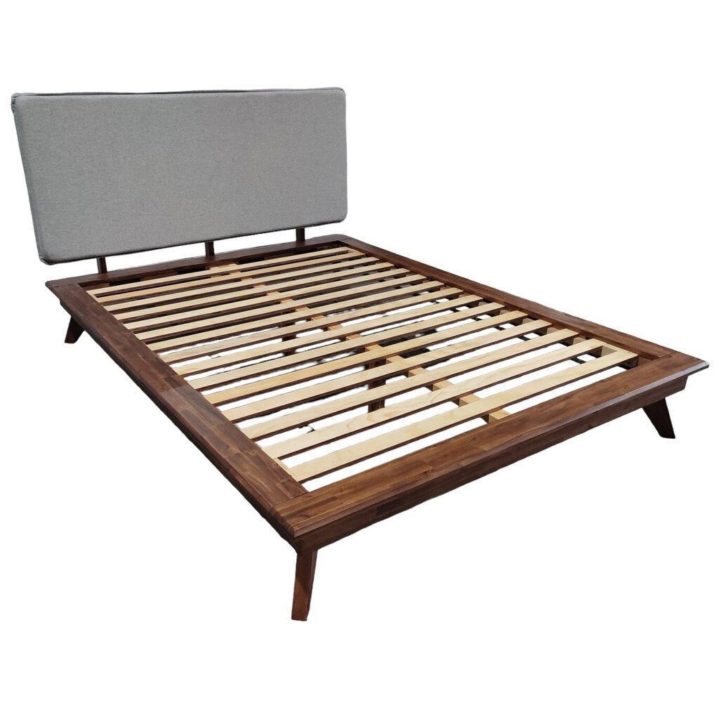 Denali Upholstered Queen Platform Bed in Grey Walnut detail view - upholstered queen platform bed by Unique Furniture - Whats New Furniture Portland OR