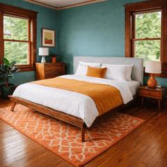 Denali Upholstered Queen Platform Bed in Grey Walnut side angle - upholstered queen platform bed by Unique Furniture - Whats New Furniture Portland OR