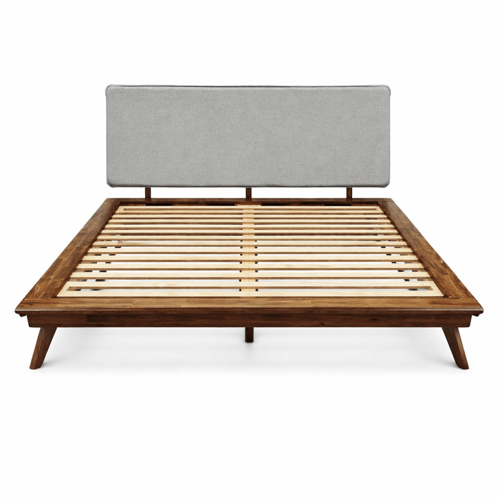 Denali Upholstered Queen Platform Bed in Grey Walnut - upholstered queen platform bed - Whats New Furniture Portland OR