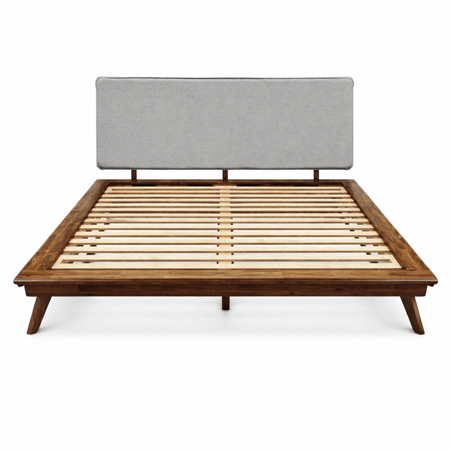 Denali Upholstered Queen Platform Bed in Grey Walnut - upholstered queen platform bed - Whats New Furniture Portland OR