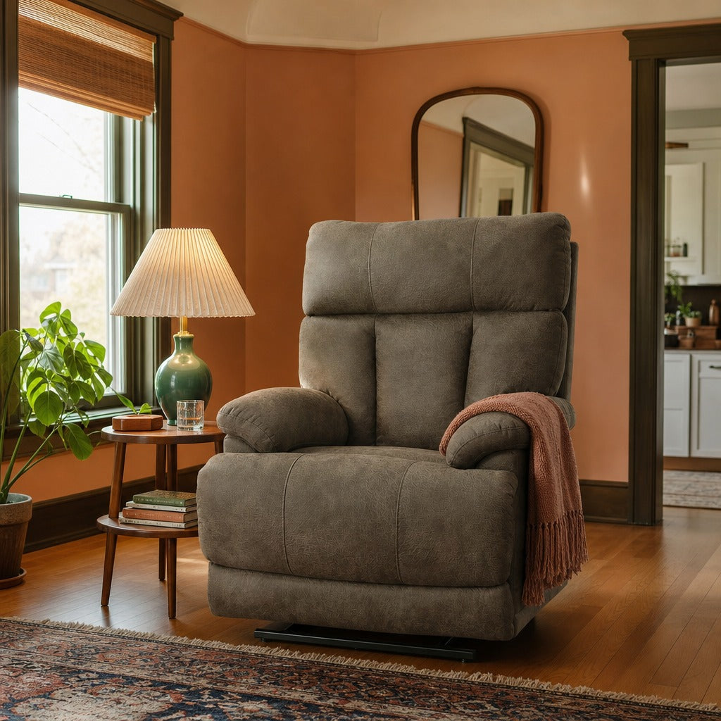 Deschutes Power Lift Recliner in Deschutes Coffee styled in a Portland Montavilla cottage living room — What&