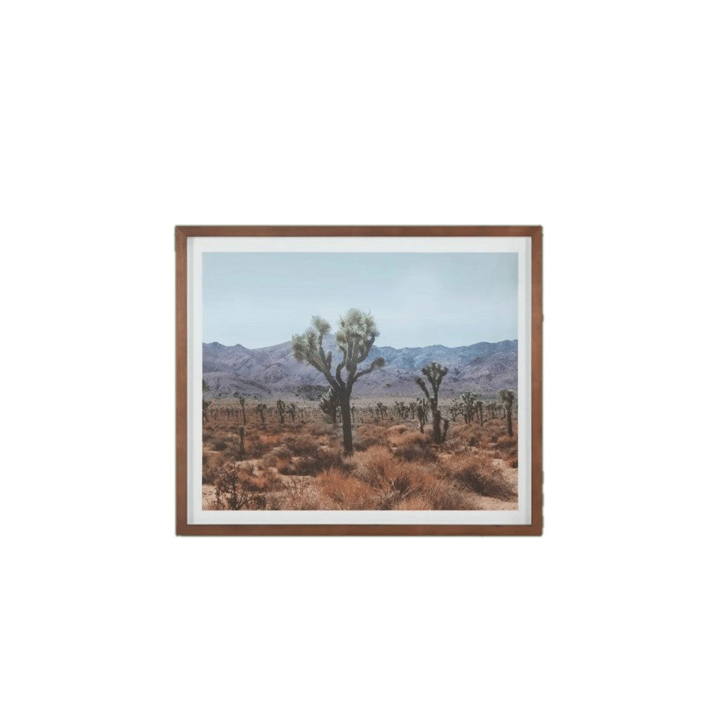 Desert Art framed print of Joshua tree desert landscape in walnut frame by Moe&