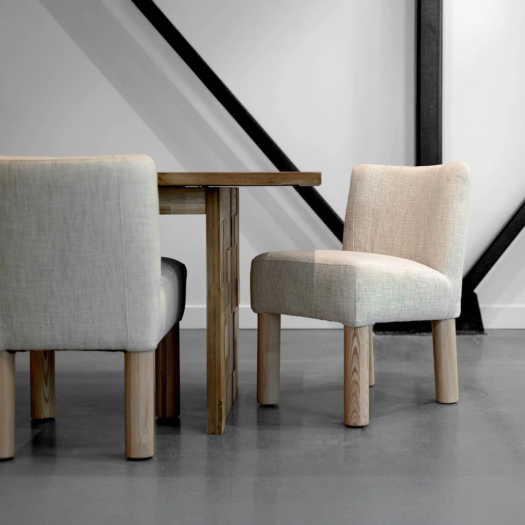 Destiny Dining Chair in Tweed Natural room setting - upholstered dining chair by LH Imports - Whats New Furniture Portland OR