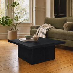 Devar Square Engineered Wood Cocktail Coffee Table Black styled in Portland NW 23rd Victoriwith a bay window living room - What&
