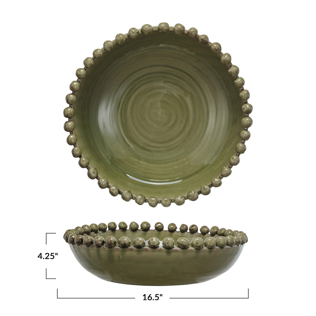 Decorative Handmade Terra-cotta Bowl with Hobnail Edge