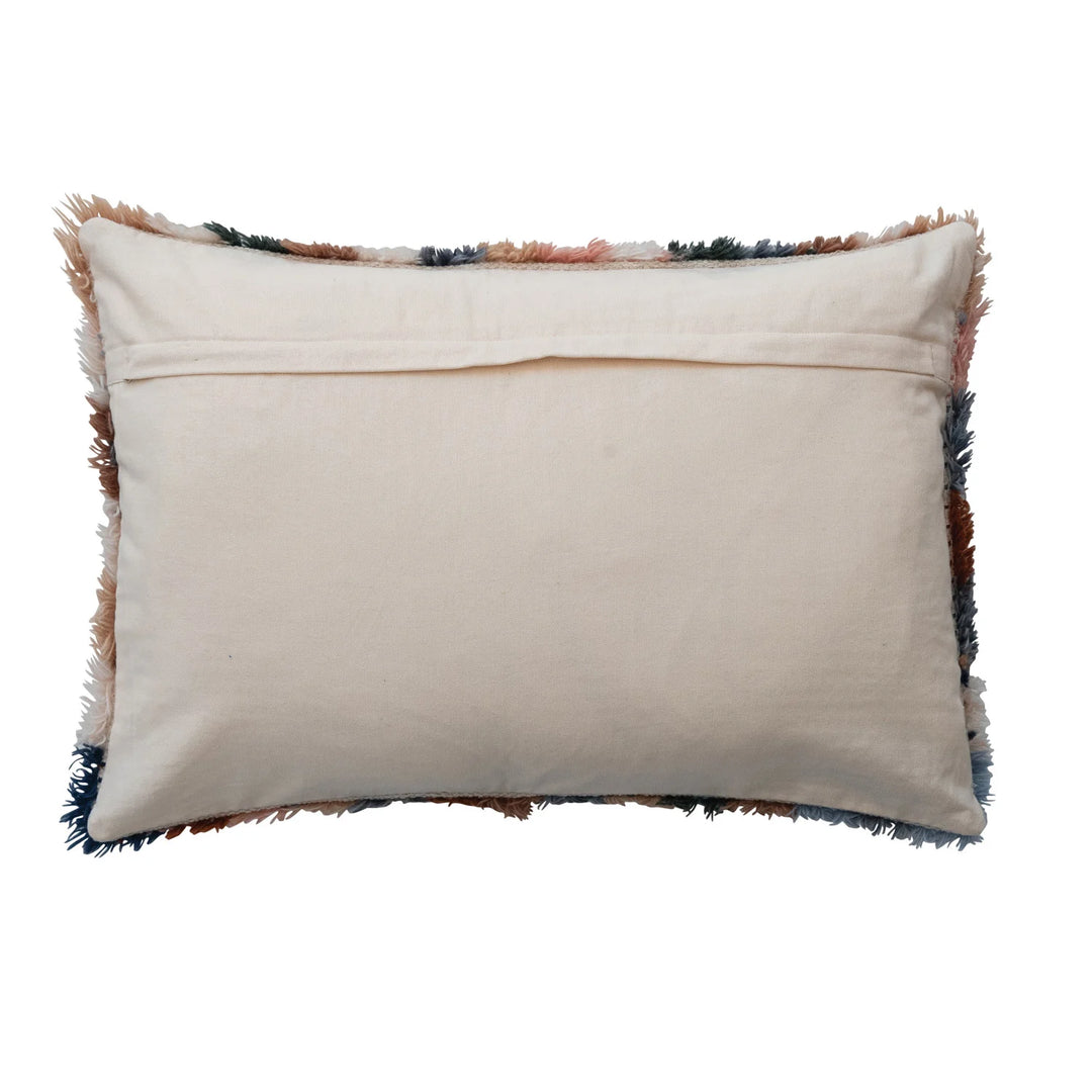 New Zealand Wool Tufted Checkered Lumbar Pillow