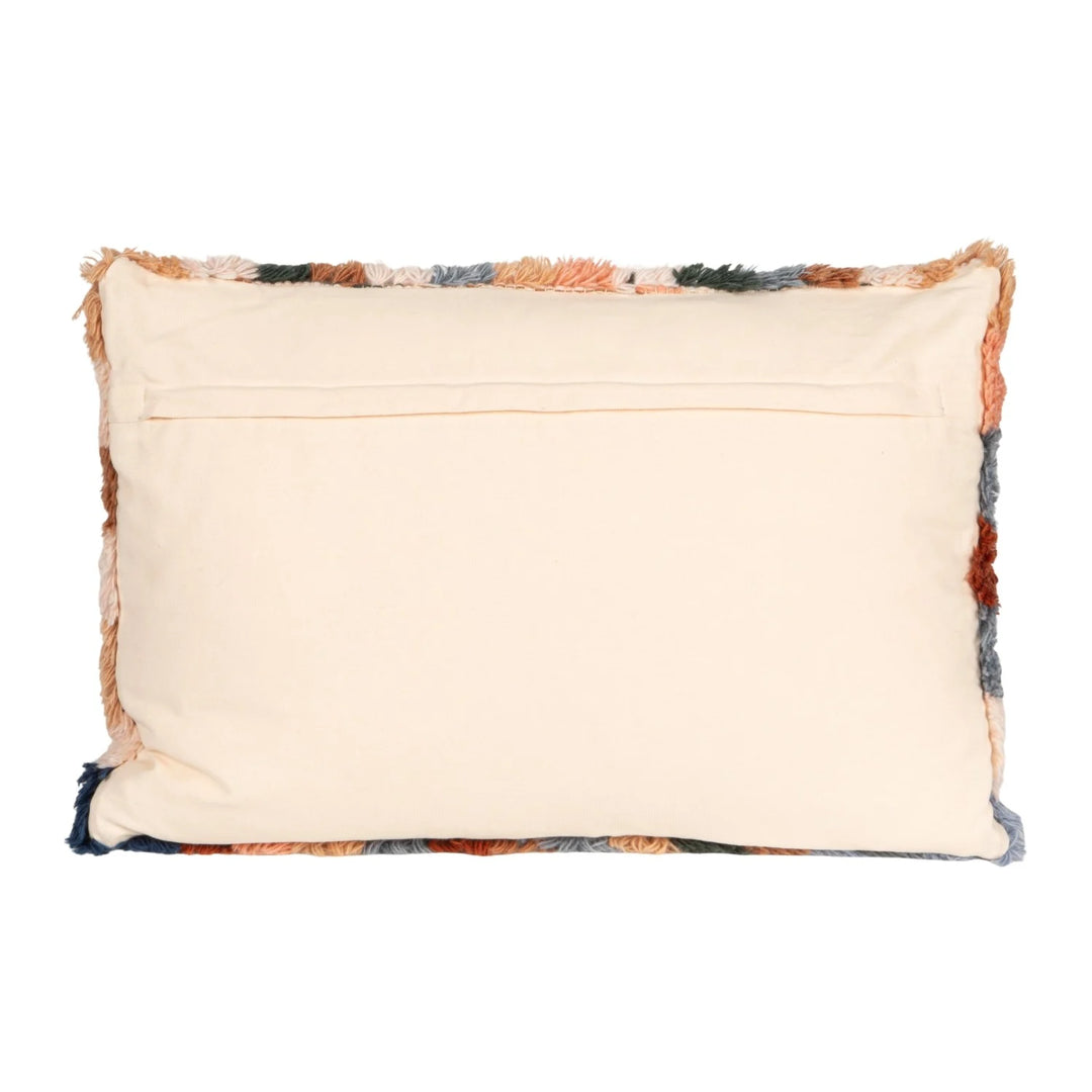 New Zealand Wool Tufted Checkered Lumbar Pillow