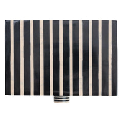 Handmade Mango Wood &amp; Resin Striped Box with Knob, Black &amp; Tan