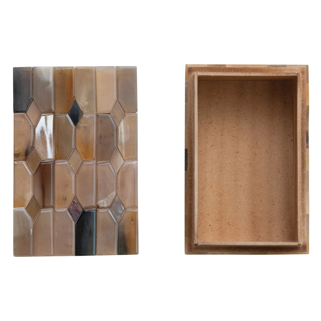 Handmade Natural Horn &amp; MDF Box, Natural